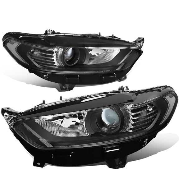 For 2013 to 2016 Ford Fusion Factory Style Halo LED Turn Signal Projector Black Housing Clear Corner Headlight Lamps 14 15