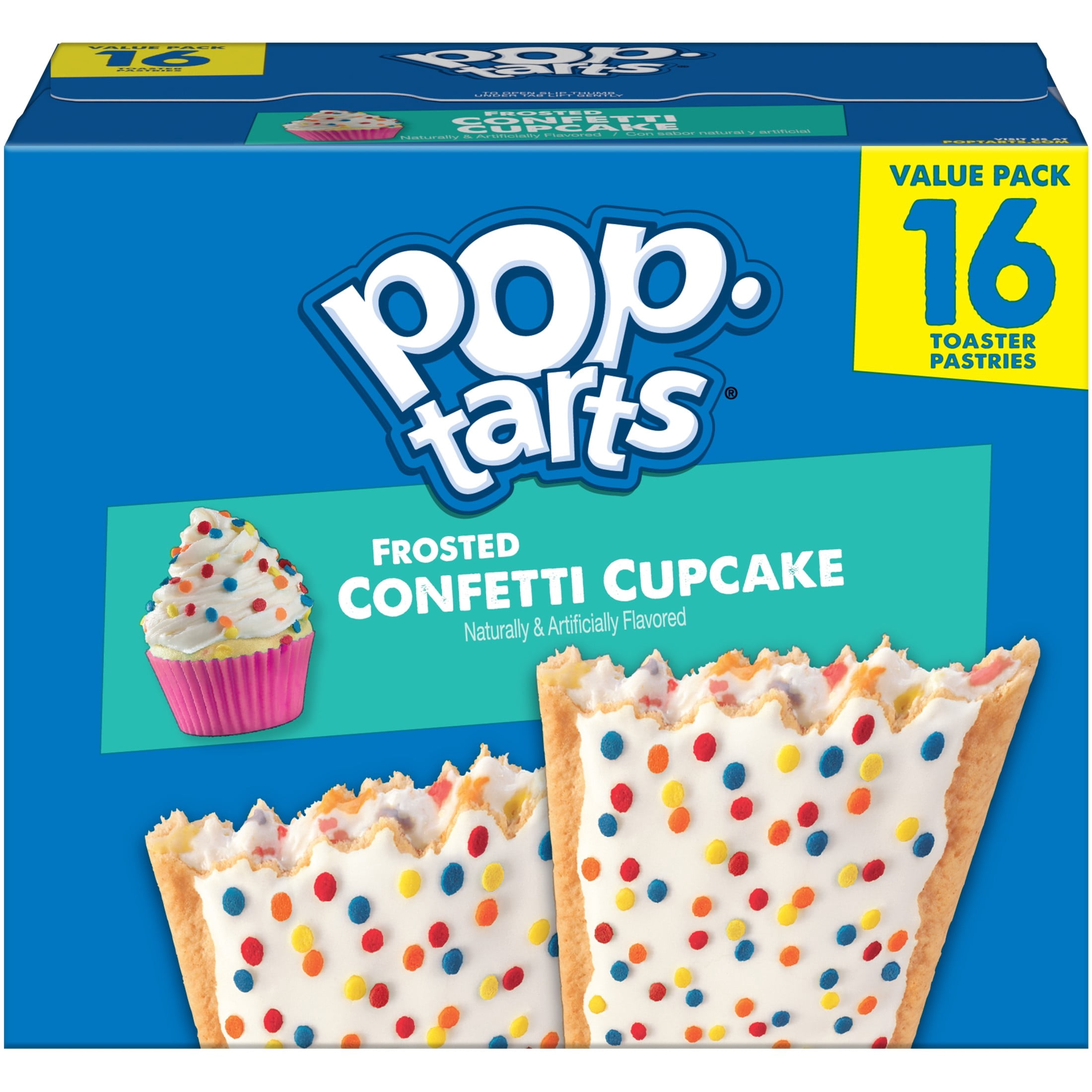 (8 pack) Pop-Tarts Frosted Confetti Cupcake Toaster Pastries, Breakfast Foods, Shelf-Stable, 27 oz (16 Count)