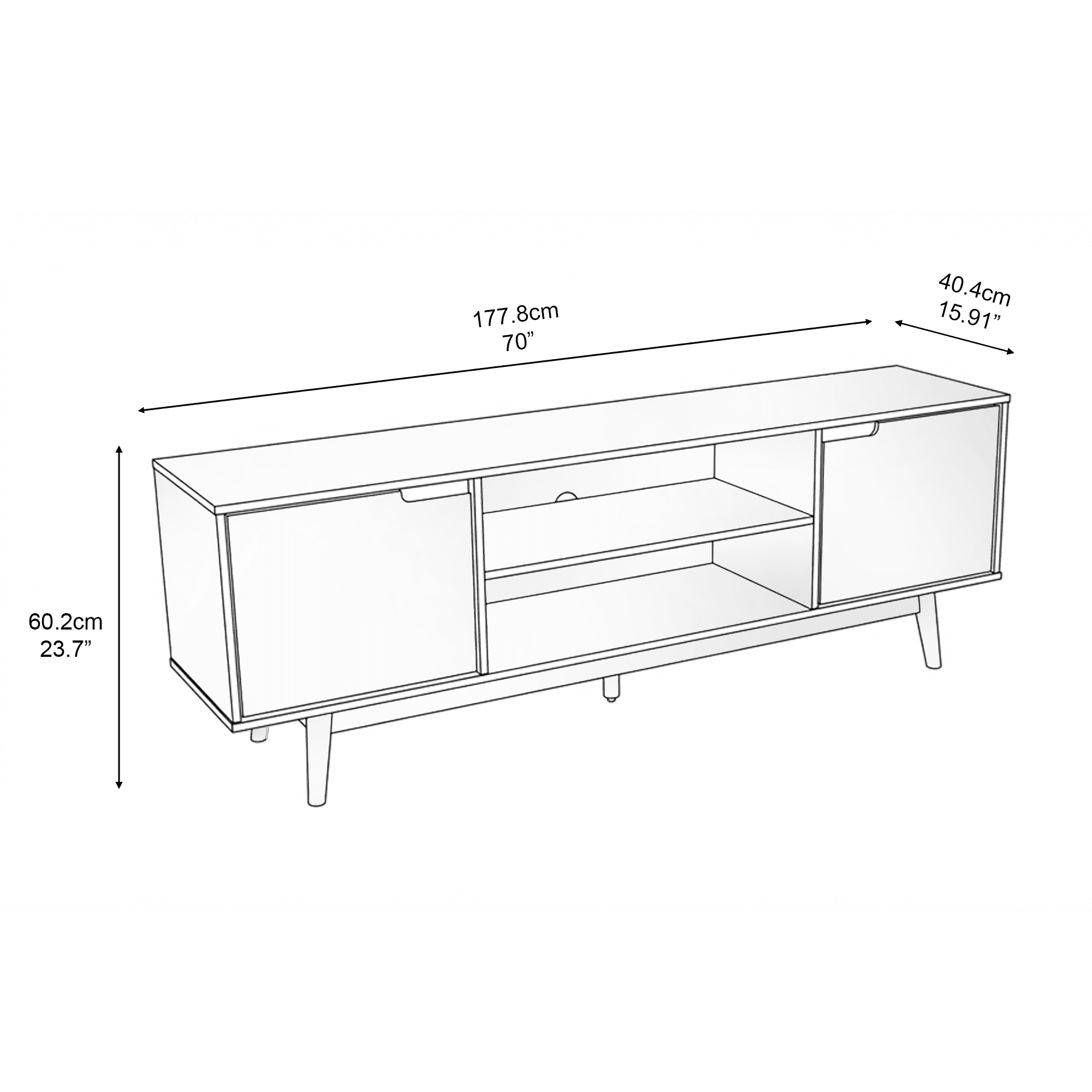Adair 70 2-Door Solid Wood Tv Stand Walnut - for Adults and Teens