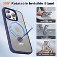 thumbnail image 3 of 360° Rotatable Stand for iPhone 15 Pro Max Case with Magnet, [Military Grade Drop Tested] [Adjustable Kickstand] [Double Magnetic Ring] Translucent Back Shockproof Cover, Blue, 3 of 16