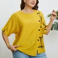 thumbnail image 1 of Fankiway Mode Femme Couleur Unie Col Rond Bouton Pression Hauts Amples Manches Courtes Hauts Femmes Liquidation Chemises Femmes Manches Courtes, 1 of 5