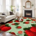 thumbnail image 2 of Large Area Rugs for Living Room Bedroom, Sage Green Strawberry 8'x10' Rug Washable Carpet Runner Indoor Outdoor, Spring Floral Watercolor Summer Botanical Non Slip Floor Mats Rug for Kitchen, Patio, 2 of 8