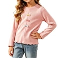 thumbnail image 5 of FAIWAD Girls Ribbed Knit Shirts Cute Long Sleeve Crew Neck Bow Tops Fall Casual Daily Clothes, 5 of 7