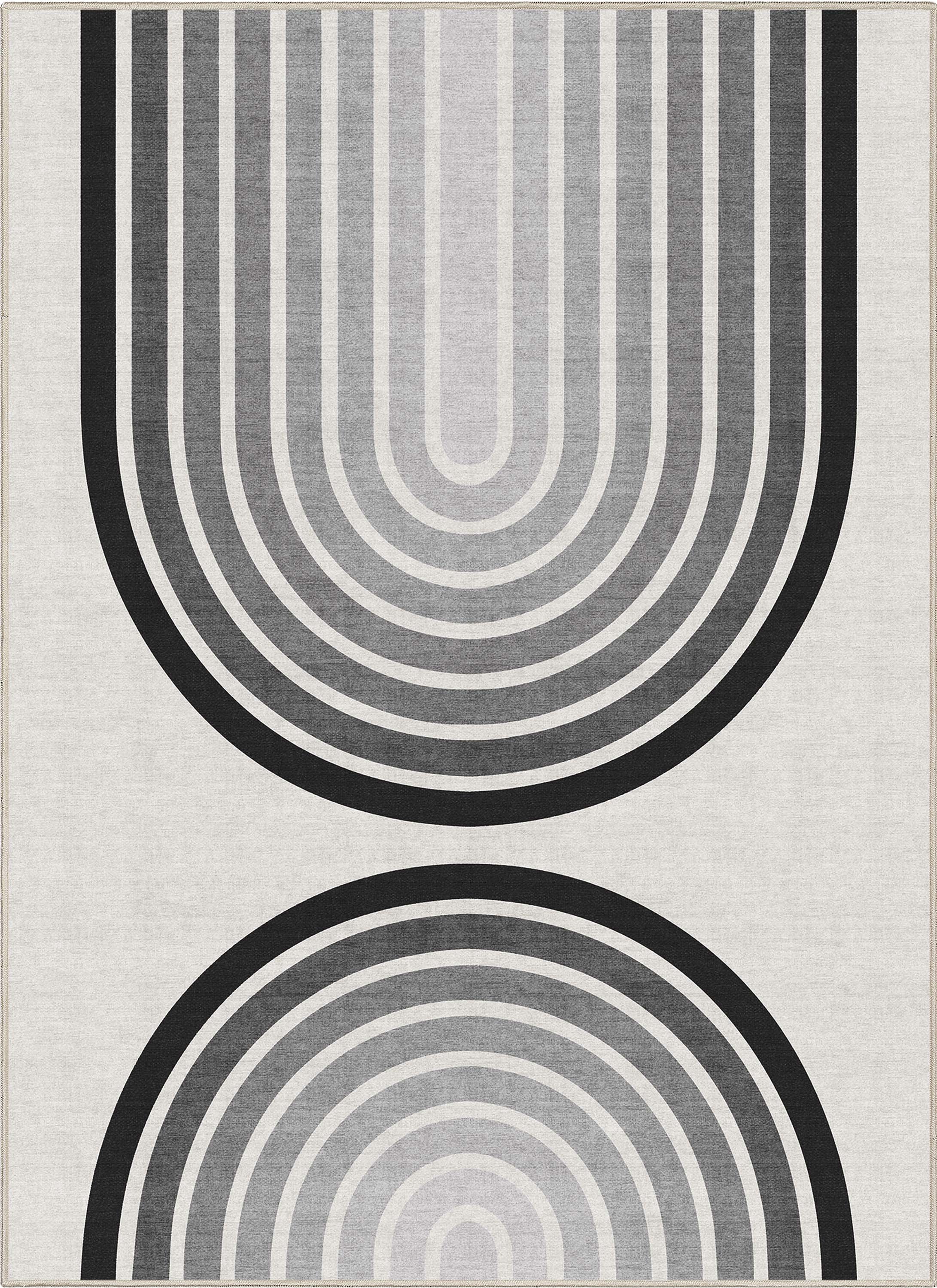 Well Woven Apollo Duo Arch Mid-Century Modern White Flat Pile Easy to Clean 5'3" x 7'3" Area Rug for Living Room Dining Room Bedroom and Kitchen