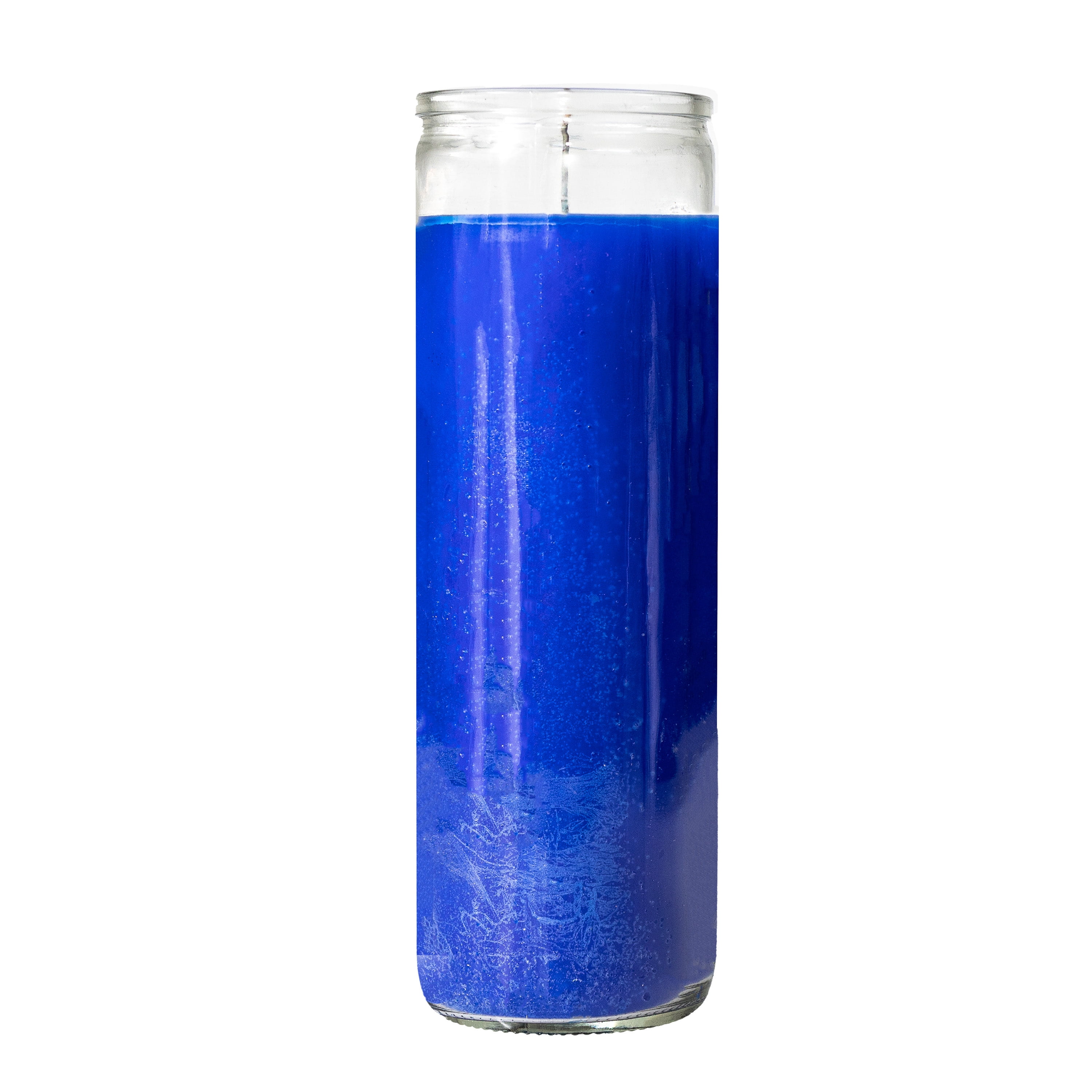 (2 pack) MagicLight Religious Candles 16 oz - Clear Glass Jar, Unscented Blue Wax