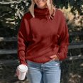 thumbnail image 2 of Women's Turtleneck Long Sleeve Loose Fit Sweater, 2 of 7