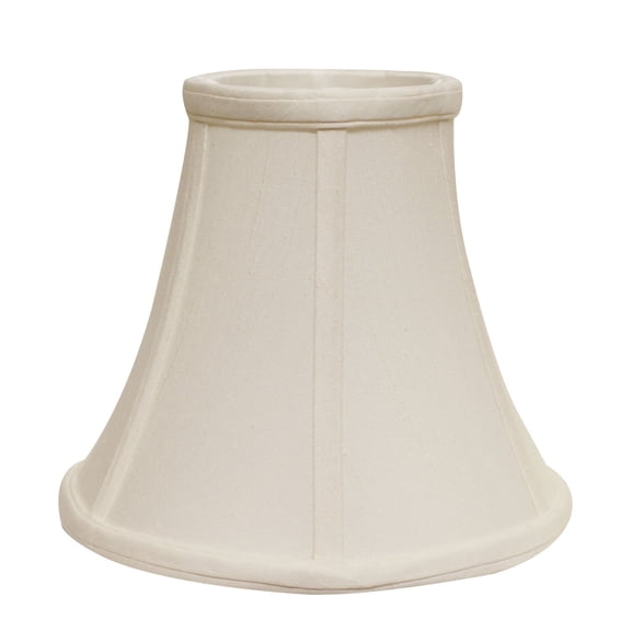 Hollywood Regency Lampshade - Slant Bell Softback, White Fabric Shade for Table Lamp, 7x14x11 Inch