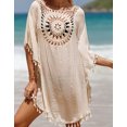 thumbnail image 2 of Swimsuit Cover Up for Women Plus Size Hollow Hand Crochet Neck Boho Bathing Suit Cover Ups Casual Beach Cover Up with Fringed Hem Shermie, 2 of 6