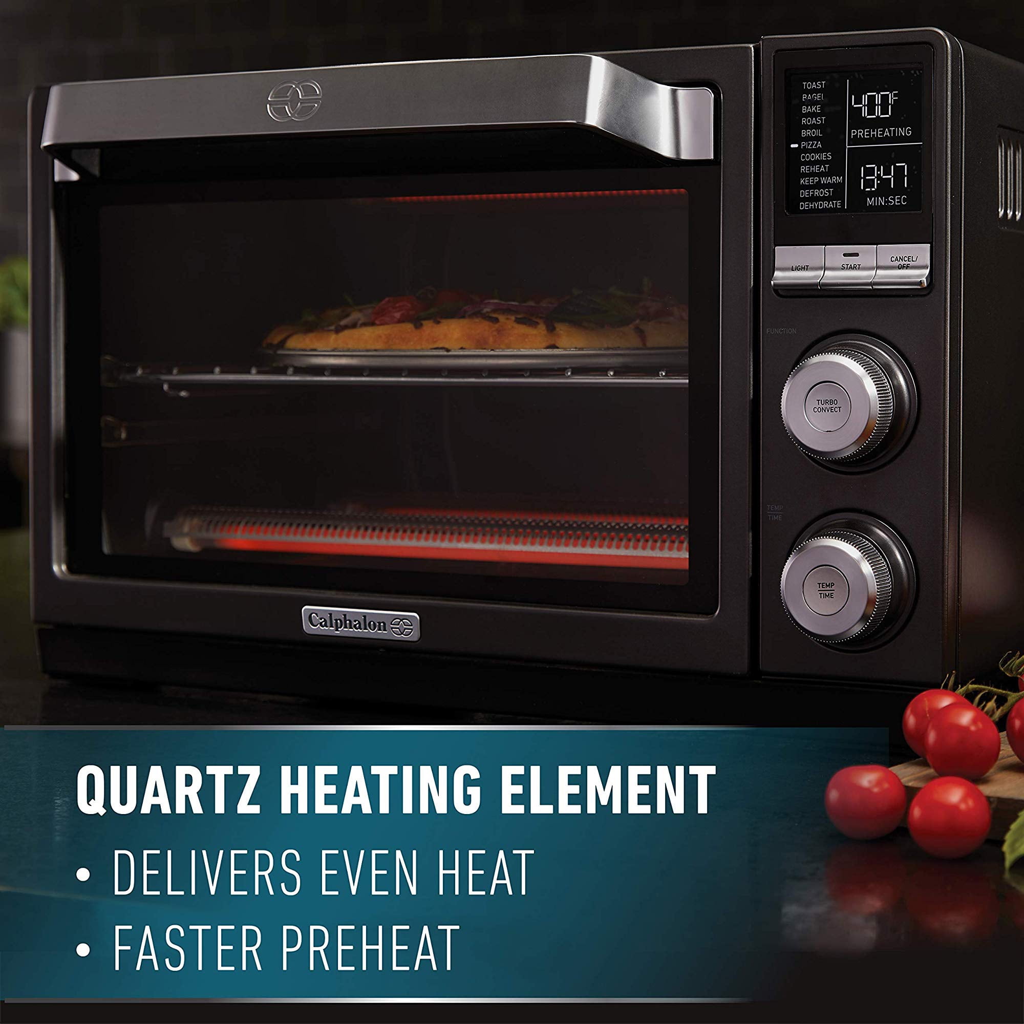 Calphalon Quartz Heat Countertop Toaster Oven, Dark Stainless Steel 