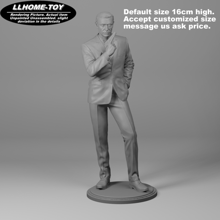 Anime movie James Bond 007 wear suit battle gun Resin 3D Print GK Kit Figure