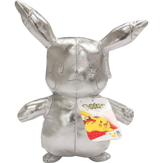 Peluche Pikachu plateado 8 pulgadas Pokémon 25 aniversario
