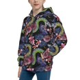 thumbnail image 2 of Naloa Snake And Flower Teenage Zipper Hoodie, Long Sleeve Zip Up Hoodies Casual Jackets Tops for 7-12 Years-Small, 2 of 6