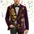 thumbnail image 2 of Mardi Gras blazer for men Corduroy Jacket Carnival Velvet For Formal Events And Business Casual Wear With Modern Tailored Fit And Stylish Design, 2 of 4