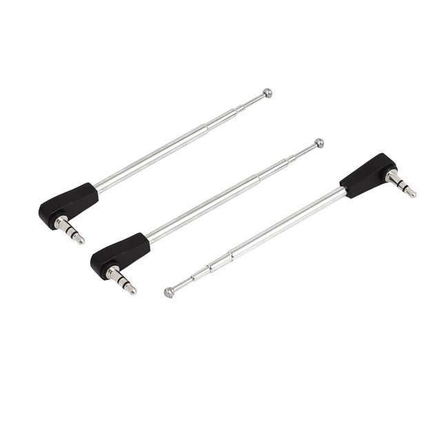 3pcs 8" 20cm Long 4 Sections 3.5mm Male AM FM Radio Telescopic Antenna Aerial
