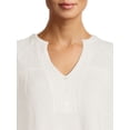 thumbnail image 3 of Time and Tru Women's Waffle Peasant Top, 3 of 5