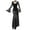 #069-Black, variant on n Women's Solid Dark Lace Mermaid Long Sleeve Dress - Fashionable Lapel Collar Evening Gown with Flared Hem, Elegant Formal Party Dress for Wedding, Cocktail and Special Occasions
