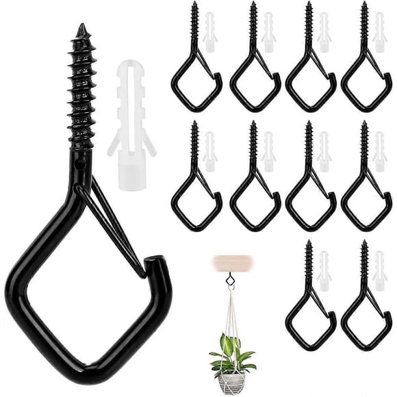 12 Pack Wall Hooks, Ceiling Hooks, Black Screw Hooks, Screw Wall Hooks, Eye Screws, Small Hook Screws, Screw Hooks, Ceiling Screw Hooks