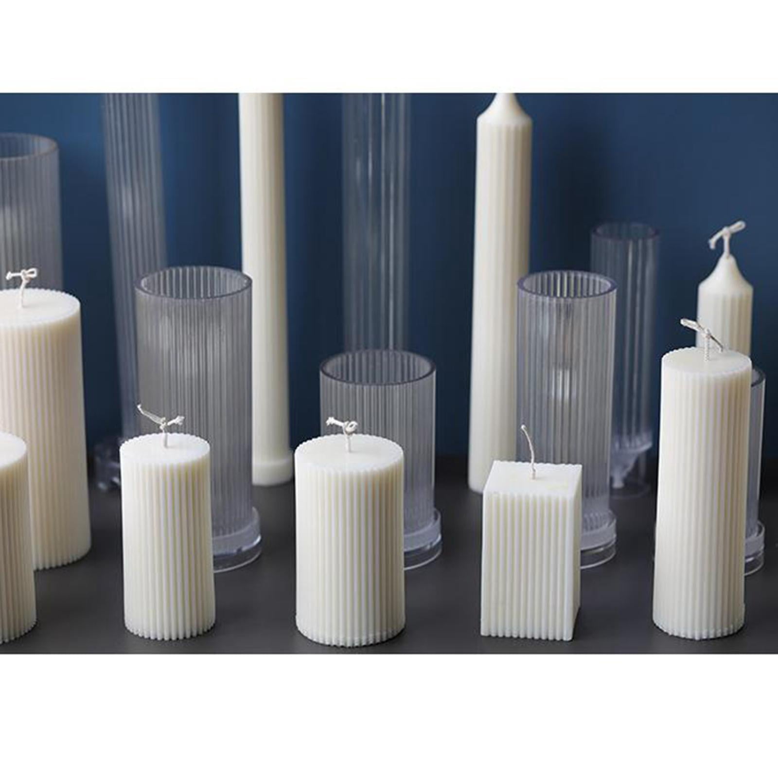 FVDPWYE MagiDeal Long Pole Candle Mold Pillar Making Large Cylinder Rib DIY Accessory Clear
