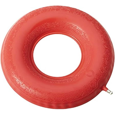 DMI Inflatable Ring Donut Seat Cushion Pillow for Hemorrhoid, Pregnancy, and Tailbone Pain, Red, 18 in