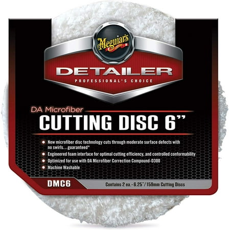 Meguiar's DMC6 DA 6" Microfiber Cutting Disc, 2 Pack, SCRATCH REMOVER: Cuts through moderate surface defects without creating further swirls By Meguiars