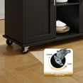 thumbnail image 5 of Walsunny Kitchen Islands Carts with Drop Leaf Table 1 Drawer 5 Wheels 2 Magnetic Doors Rolling Storage Cabinet Black, 5 of 7