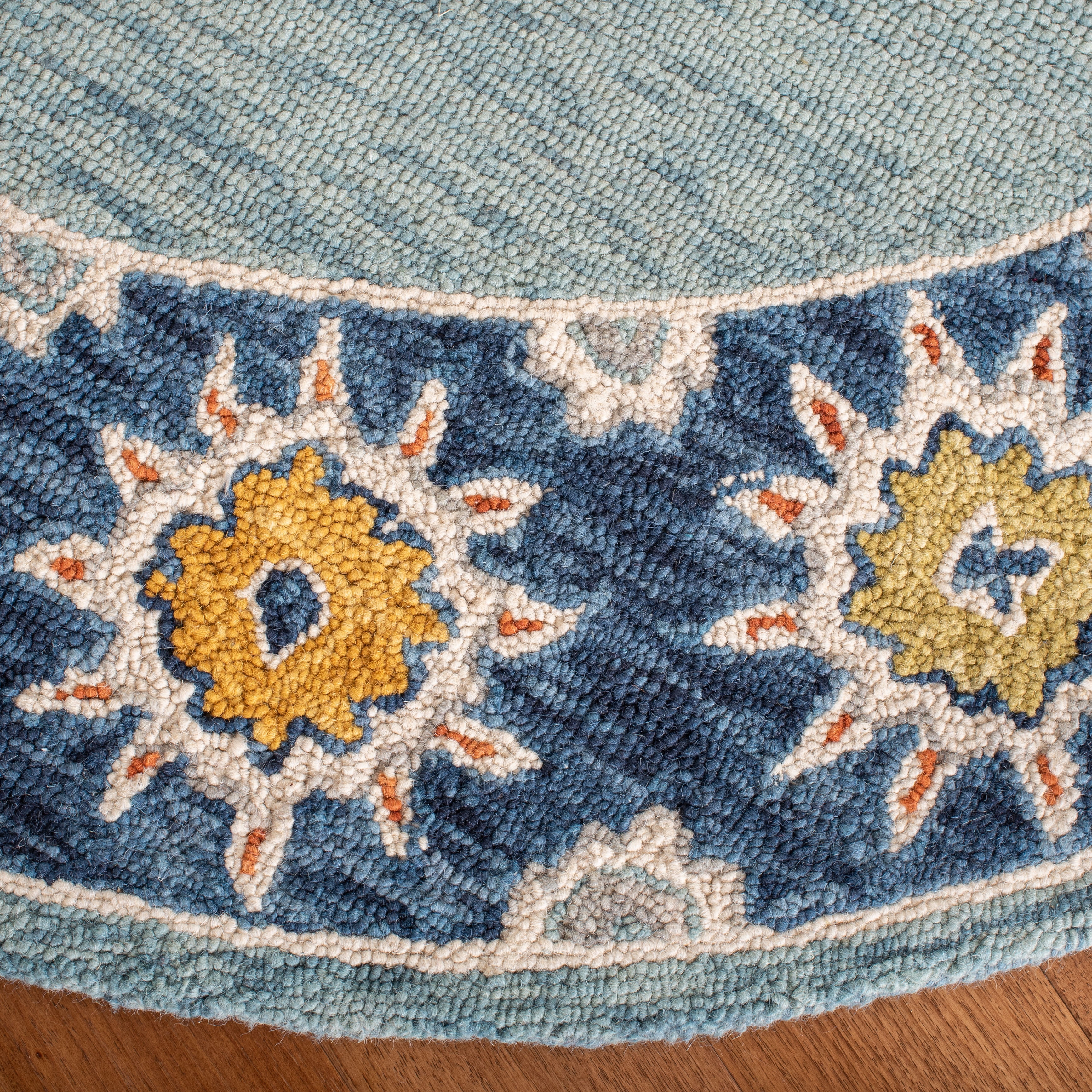 Safavieh Blossom Trinity Floral Area Rug, Blue/Gold, 6' x 6' Round