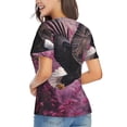 thumbnail image 3 of Vsdgher Flower Bald Eagle Women Shirts V Neck Short Sleeve Tops T-Shirt Basic Tees, S to 3XLMedium, 3 of 5