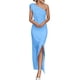 thumbnail image 1 of Vestido PRETTYGARDEN para Mujer, Maxi Azul Celeste con Hombro Descubierto y Fruncido, Talla XL, 1 of 8