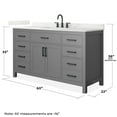 thumbnail image 4 of Beckett 60" Dark Gray Single Vanity & Giotto Quartz Top (3-Hole) & Black Trim, 4 of 5