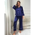 thumbnail image 2 of WEHUSE Pajamas For Women Set Silk Pjs 2 Piece Satin Sleepwear Long Sleeve Button Down Lounge Sets With Pant, 2 of 7
