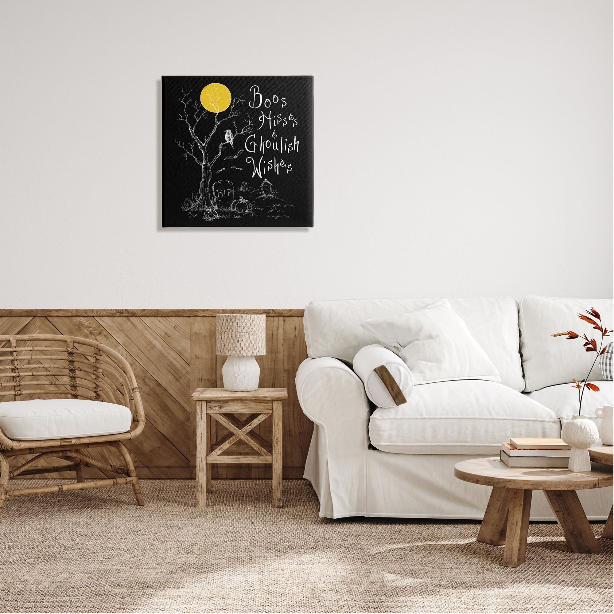 Stupell Industries Spooky Dark Halloween Phrase Holiday Painting Gallery Wrapped Canvas Print Wall Art, 24 x 24