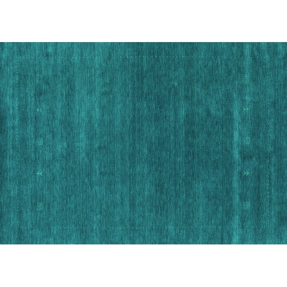 Ahgly Company Machine Washable Indoor Rectangle Abstract Turquoise Blue Contemporary Area Rugs, 7' x 10'