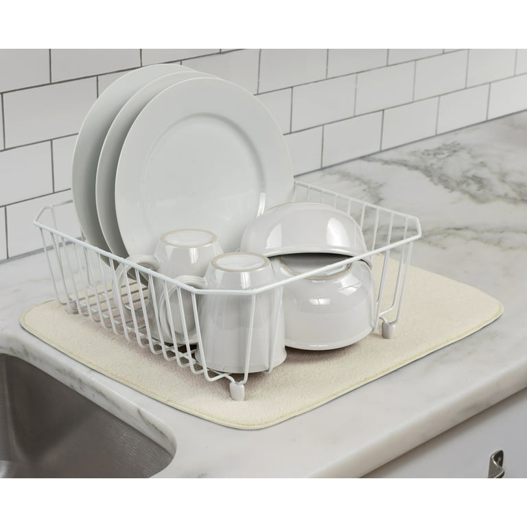 Kitchen Basics, Reversible Microfiber Dish Drying Mat, Cream, 16 x 18 