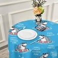 thumbnail image 6 of SKYSONIC Shark Buoy Summer Round Tablecloth 60inch Indoor Wrinkle Free, Ocean Blue Funny Circular Lace Table Cover Washable for Kitchen Party BBQ Dining Decor, 6 of 7