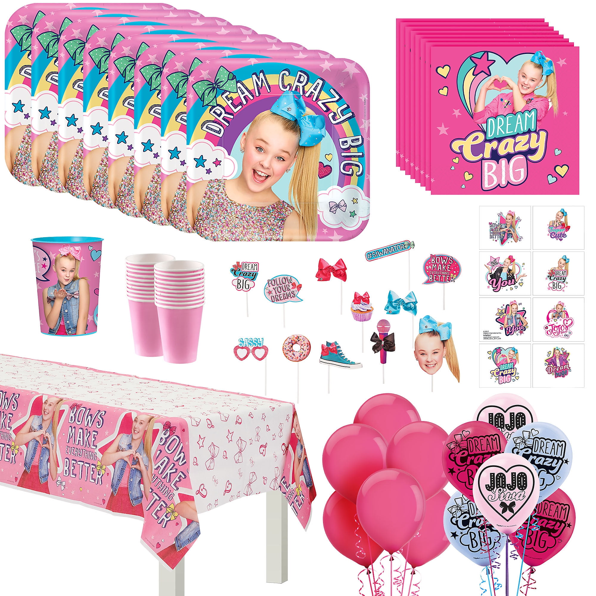 JoJo Siwa Mega Deluxe Birthday Pack For 16 Guests Kids Girls Party Set Tableware