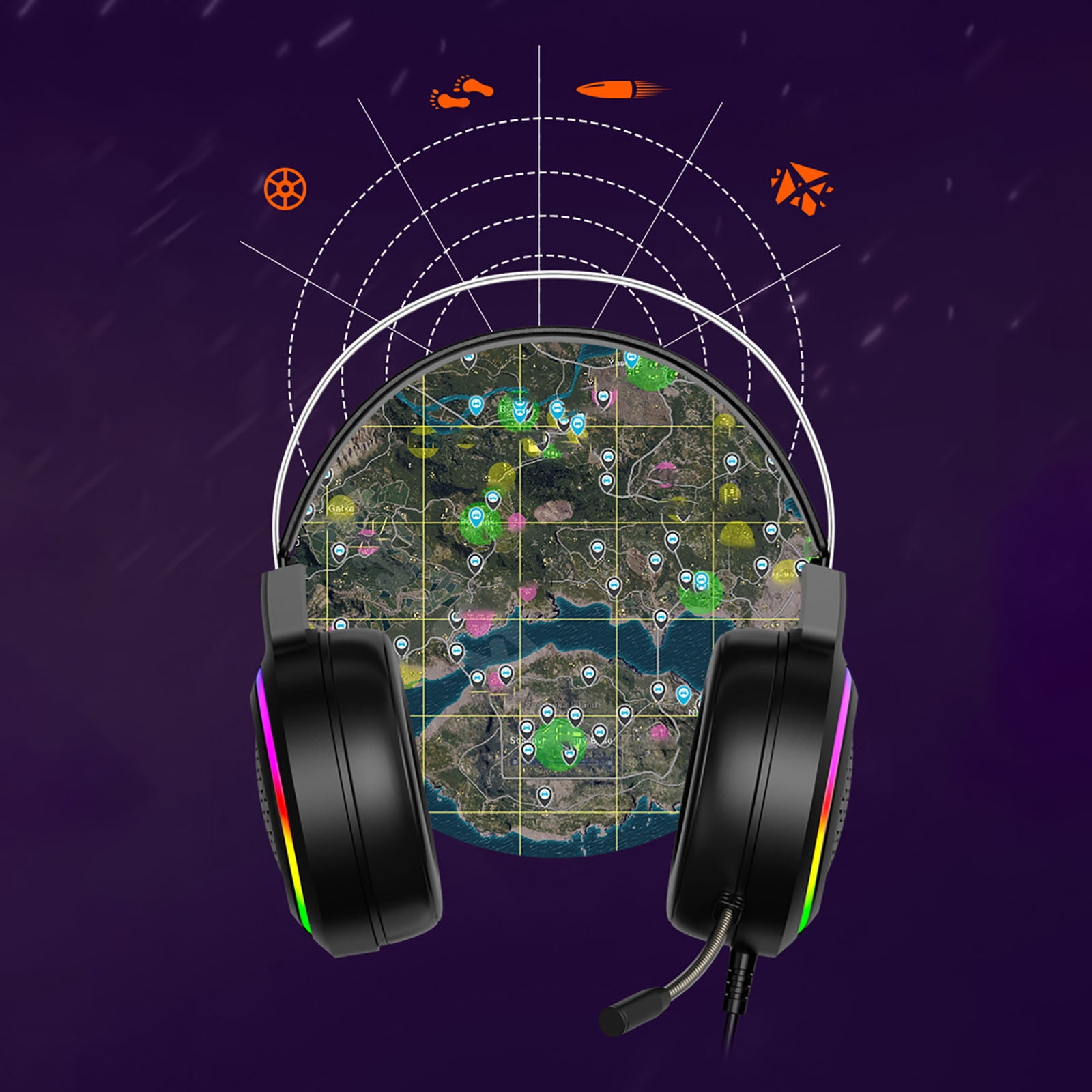 Wired USB Gaming Headset: 7.1 Surround Sound - Vibrant Customizable RGB - Game/Chat Balance, Gamer Headphone with Noise Canceling Mic for PC, Computer, Laptop, Gamer - Black
