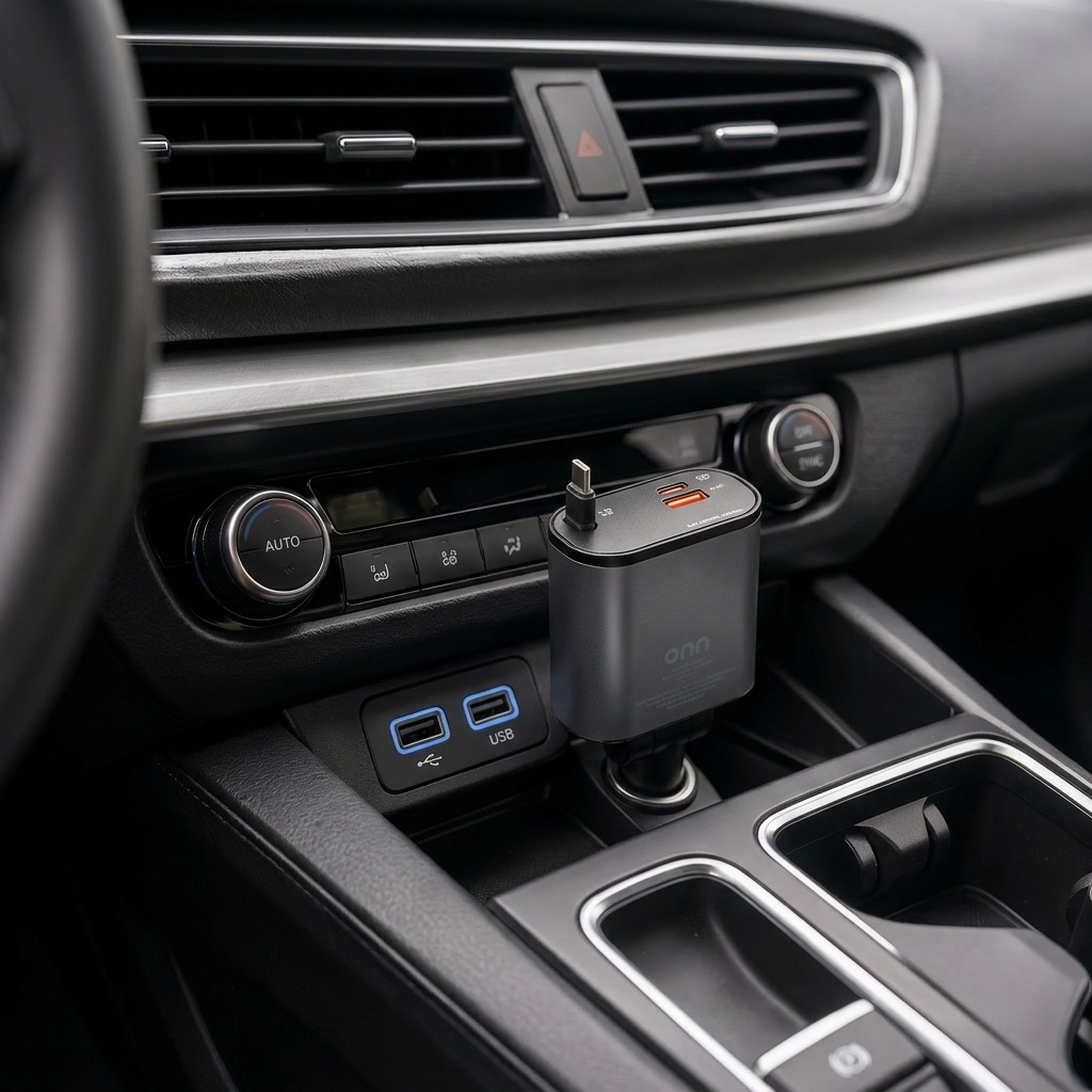 onn 3-in-1 Fast Charge USB-C/USB Car Charger photo 6