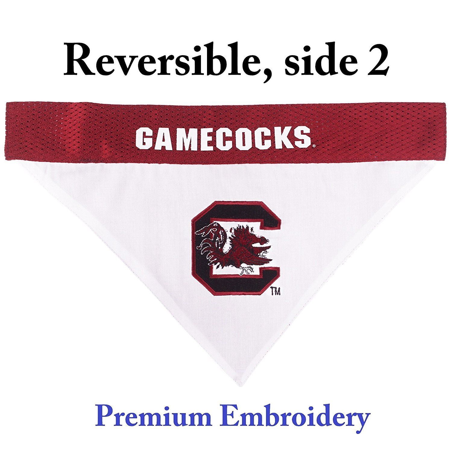 Pets First Collegiate South Carolina Reversible Bandana -Home & Away Mesh & Premium Embroidery For Dogs & Cats