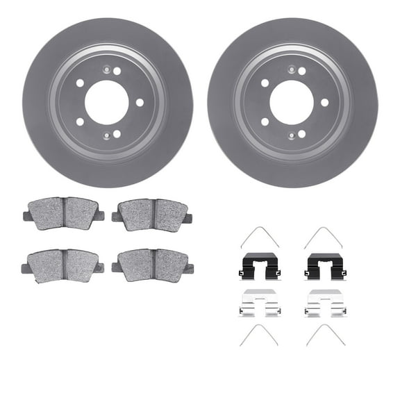 Dynamic Friction Company Rear Geospec Brake Rotors with 5000 Advanced Brake Pads includes Hardware 4512-21078