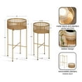 thumbnail image 2 of Kate and Laurel Paynter Modern Two-Piece Shallow Metal Plant Stand Set, 13 x 13 x 26, Gold, Contemporary Decorative Staggered Plant Stands for Succulents and Low, Vining Plants, 2 of 7