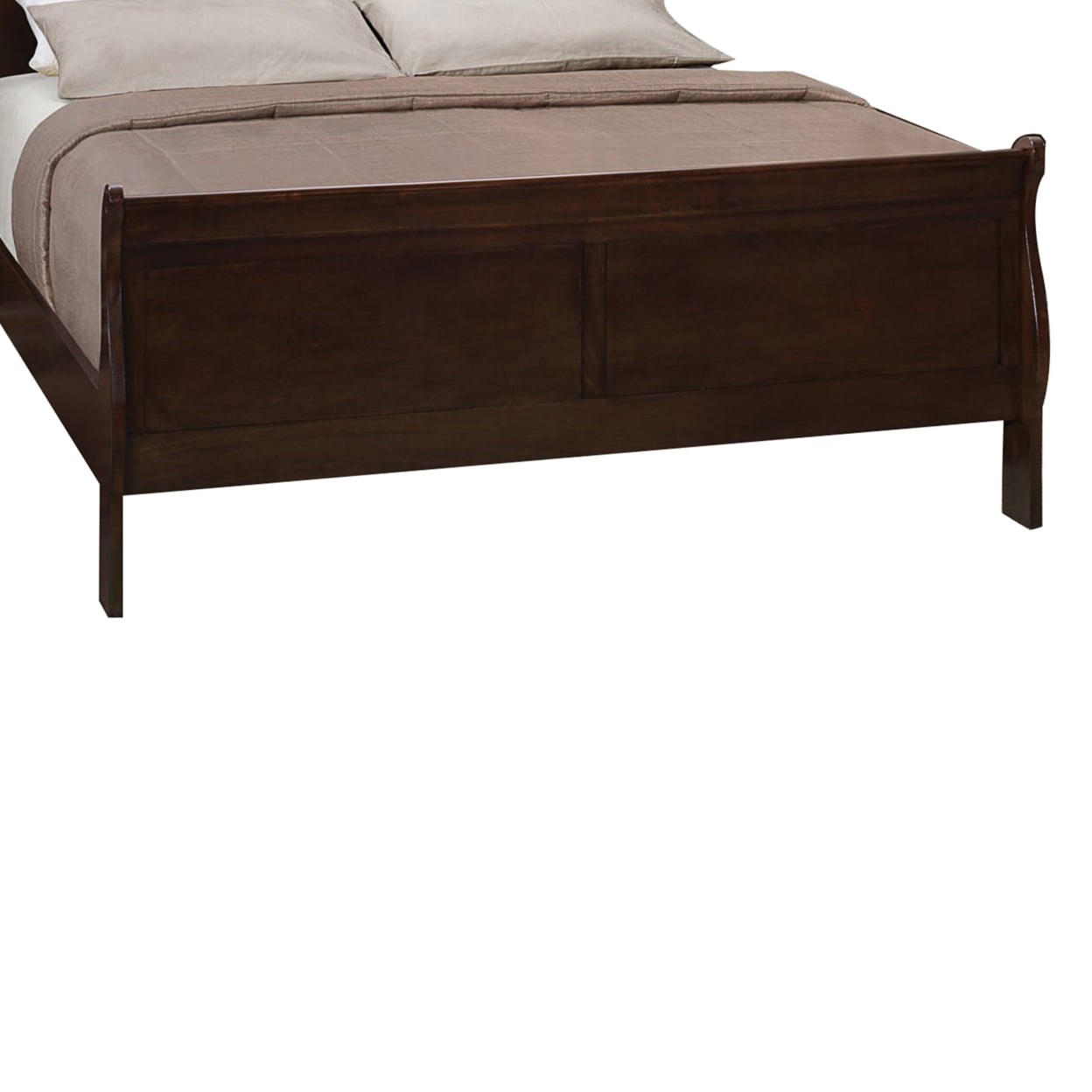Traditional Style Wooden Full Size Bed with Curved Headboard, Brown