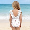 thumbnail image 6 of Toddler Girls Beach Swimsuit One Piece Floral Print Swimsuit with Ruffle Trim（, 6 of 9