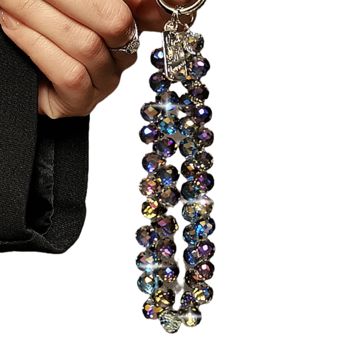 Luxurious Crystal Teardrop Phone Lanyard - Short Handmade Beaded Wrist Strap with Anti-Loss Design