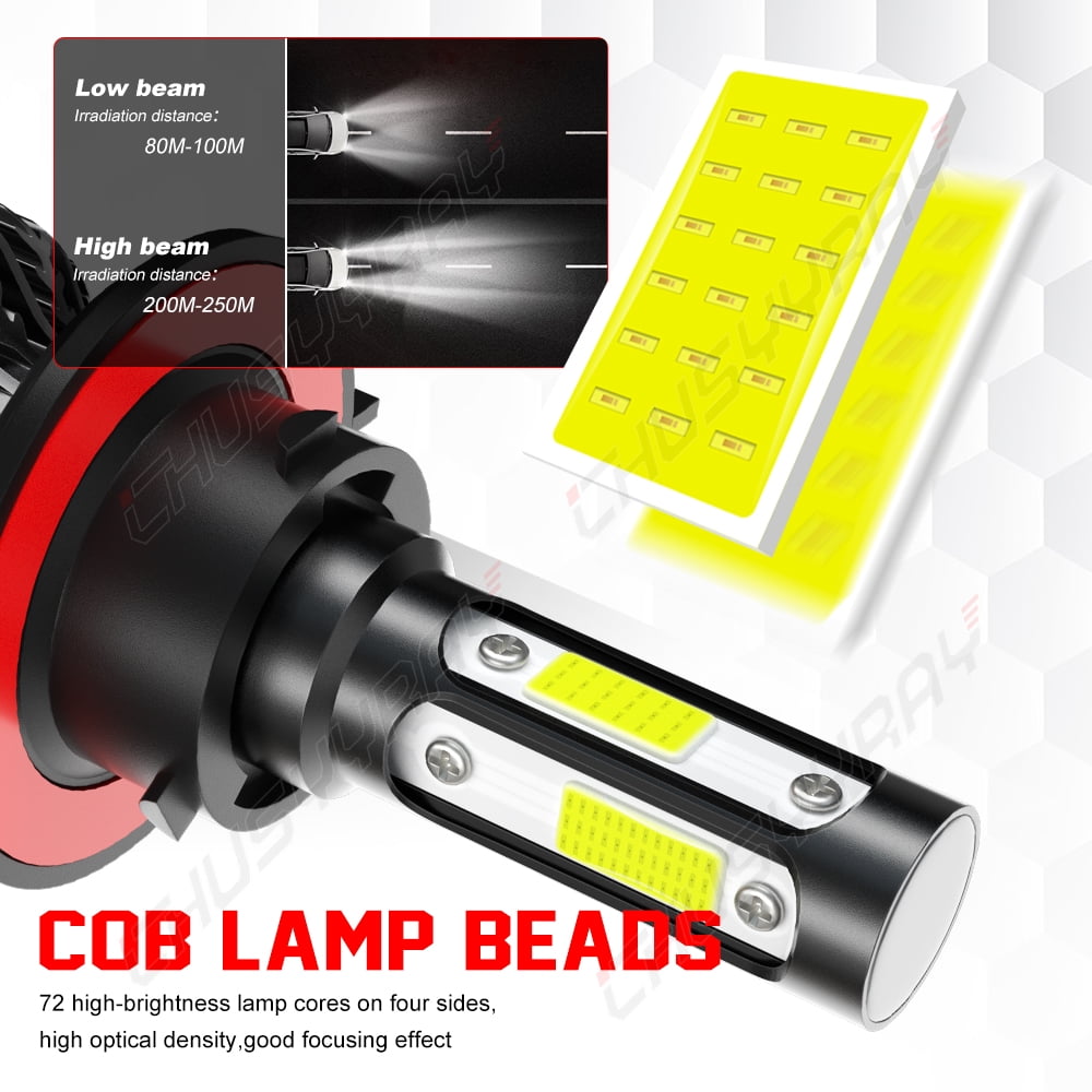 For Jeep Gladiator 2020-2023 4Pcs LED Headlight High Low Beam + Fog Light Bulbs Kit 6000K White