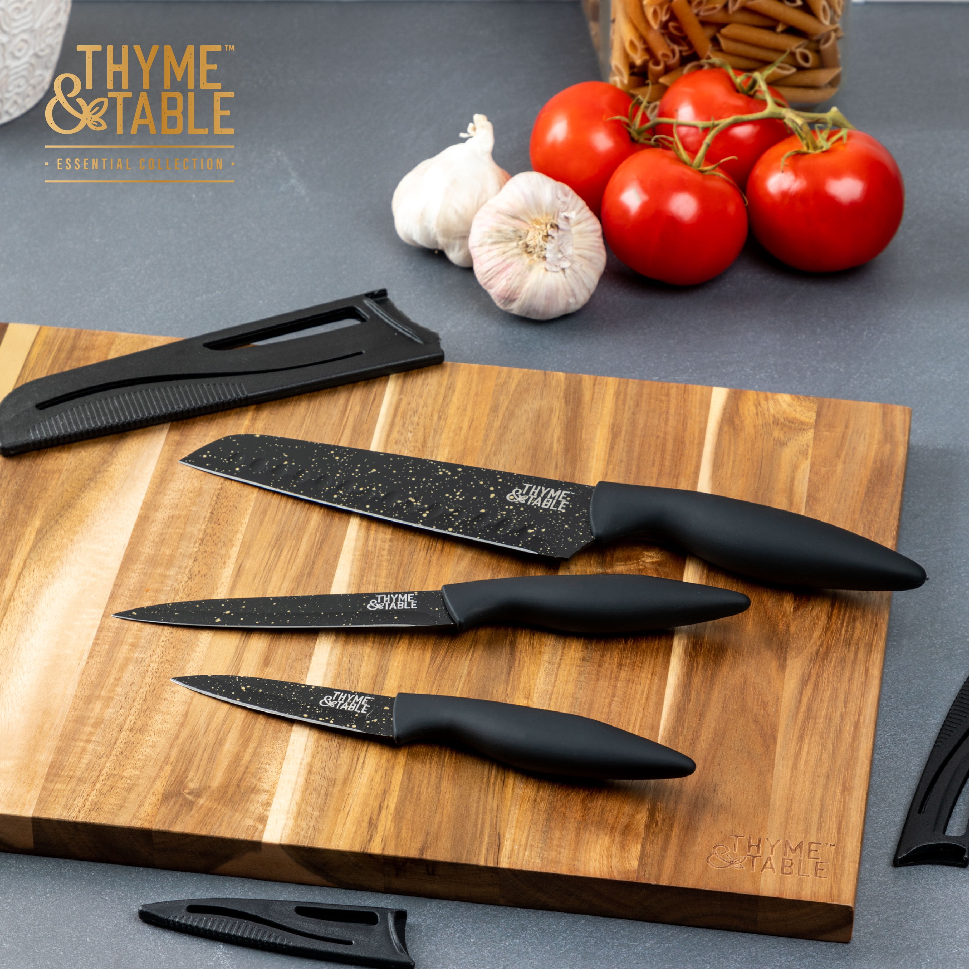 Thyme & Table * 3 Pc. Set * Knives With Sheaths*High Carbon Steel *Free  Shipping