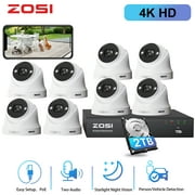 4K PoE Security Camera System with Color Night Visio, ZOSI 8MP PoE Security Camera System, Outdoor 4K PoE Security Camera Two Way Audio, AI Detection, 2TB HDD for 24/7 Recording