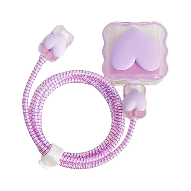 es Funda protectora para cables, funda protectora Accesorios para cables de datos Datos USB Amor Púrpura perfke Protector de cable de bricolaje
