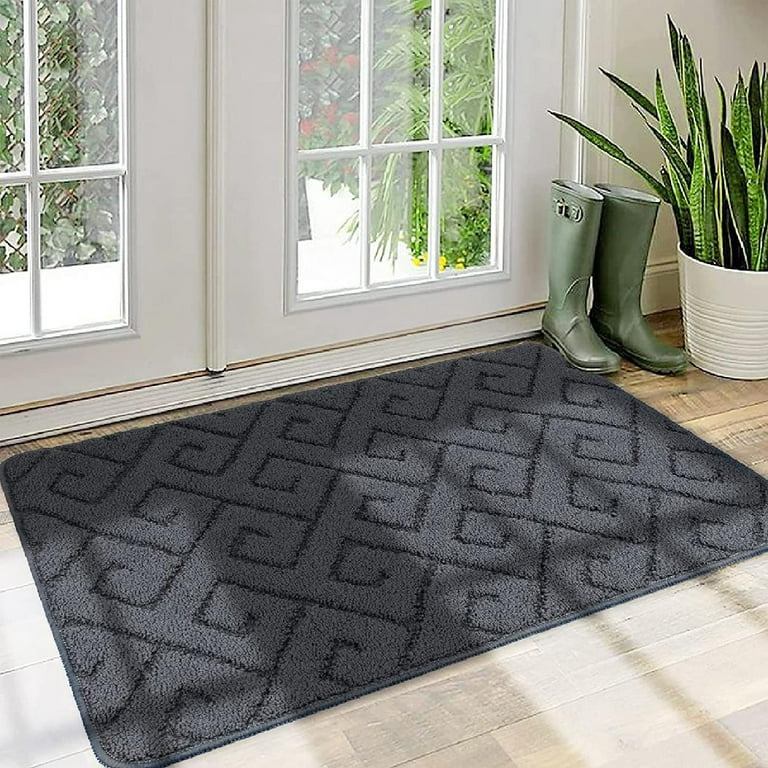 Door mat Indoor, Front Doormats, Non-Slip Entryway Rug Resist 20x32 Grey