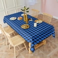 thumbnail image 3 of Blue Black Geometric Pattern Rectangle Tablecloth 60"x102",Waterproof Polyester Rectangle Table Cloth, Wipeable Spillproof Polyester Tablecloth for Dining, Camping, Indoor and Outdoor, 3 of 6
