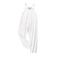 thumbnail image 6 of Ecqkame Girls' Casual Sleeveless Jumpsuits Kids Childrens Casual Jumpsuits Child Sleeveless Spaghetti Strap Summer Rompers Long Pants with Pockets for 5-14 Years White 13 Years, 6 of 7
